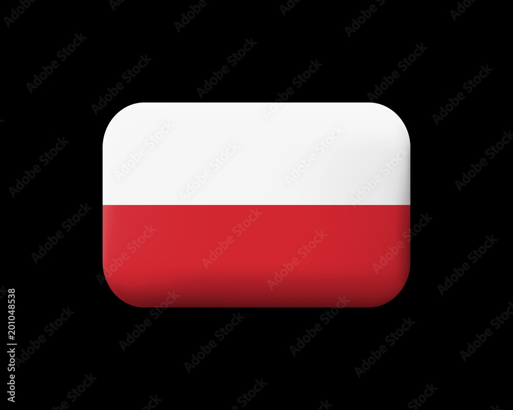 Flag of Poland. Matted Vector Icon and Button. Rectangular Shape Flag of Poland. Matted Vector Icon and Button. Rectangular Shape