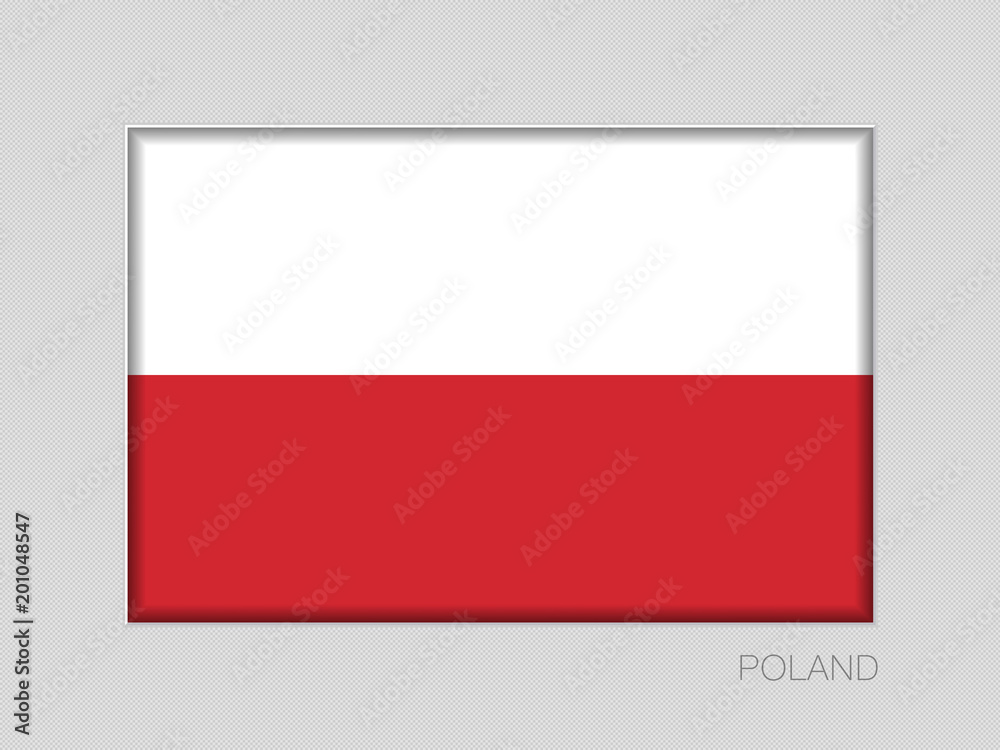 Flag of Poland. National Ensign Aspect Ratio 2 to 3 on Gray Flag of Poland. National Ensign Aspect Ratio 2 to 3 on Gray