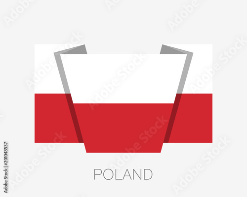 Flag of Poland. Flat Icon Waving Flag with Country Name
