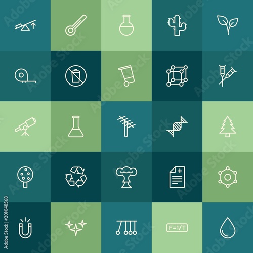 Modern Simple Set of health, science, nature Vector outline Icons. ..Contains such Icons as vector, atom, motion, scale, space, health and more on green background. Fully Editable. Pixel Perfect.