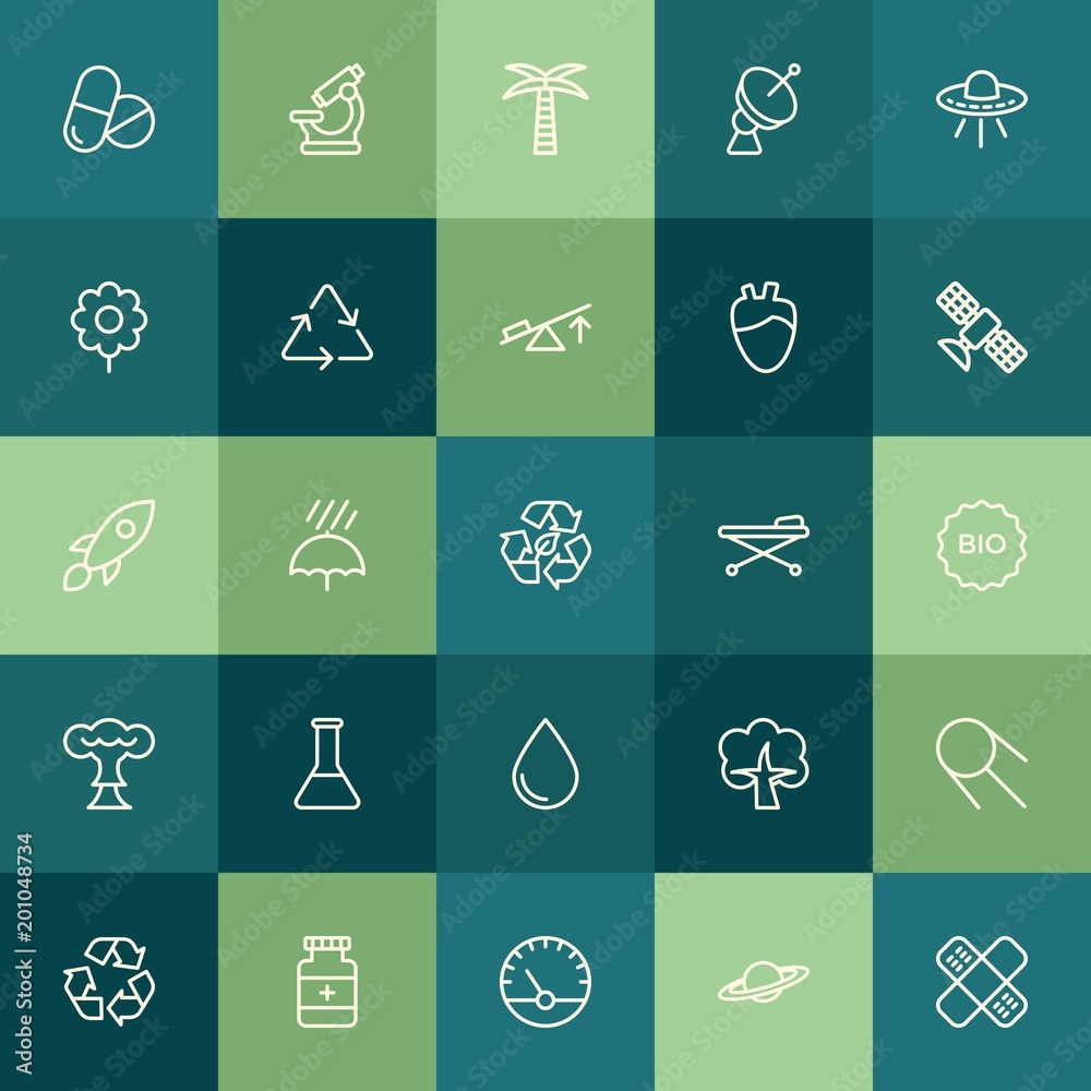 Modern Simple Set of health, science, nature Vector outline Icons. ..Contains such Icons as  green,  summer, nature, measurement, palm and more on green background. Fully Editable. Pixel Perfect.