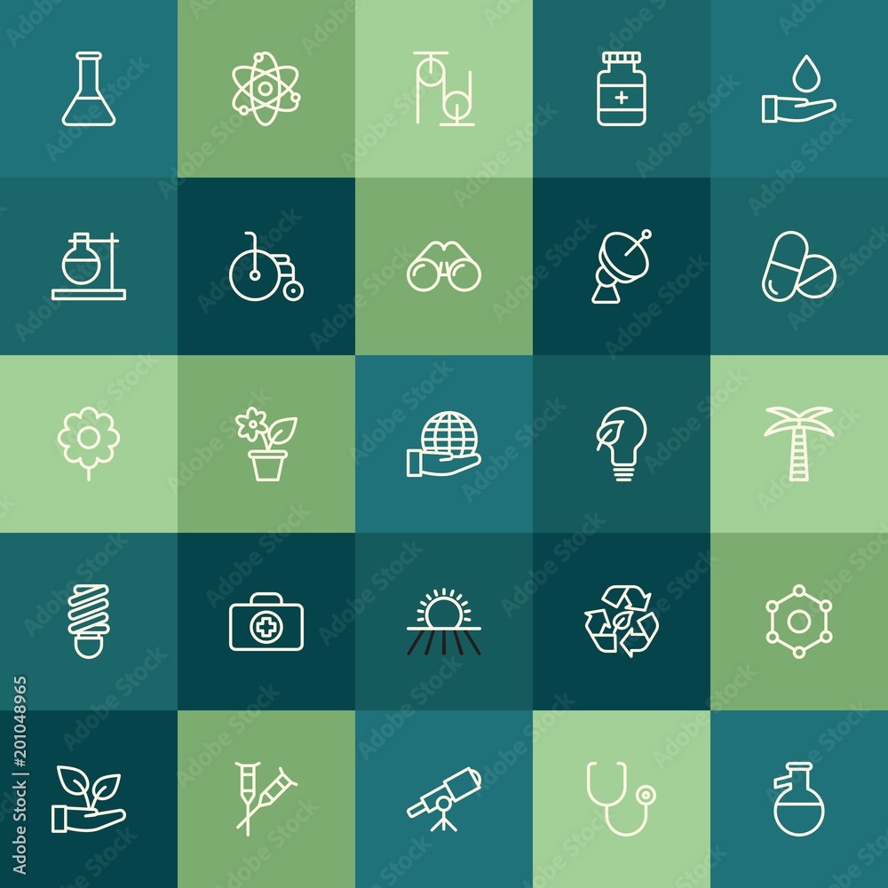 Modern Simple Set of health, science, nature Vector outline Icons. ..Contains such Icons as nature, health, doctor, stethoscope, atom and more on green background. Fully Editable. Pixel Perfect. Modern Simple Set of health, science, nature Vector outline Icons. ..Contains such Icons as nature, health, doctor, stethoscope, atom and more on green background. Fully Editable. Pixel Perfect.