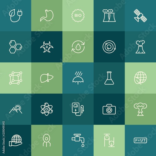 Modern Simple Set of health, science, nature Vector outline Icons. ..Contains such Icons as save, vector, sign, medical, design, body and more on green background. Fully Editable. Pixel Perfect.