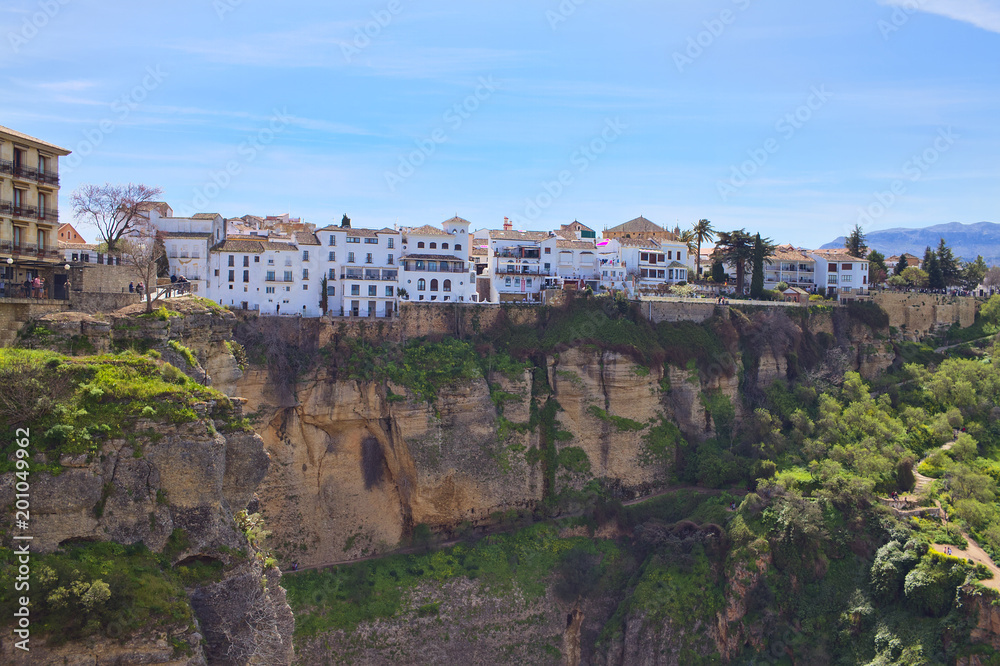 White houses at the top of the ravine. Ronda
