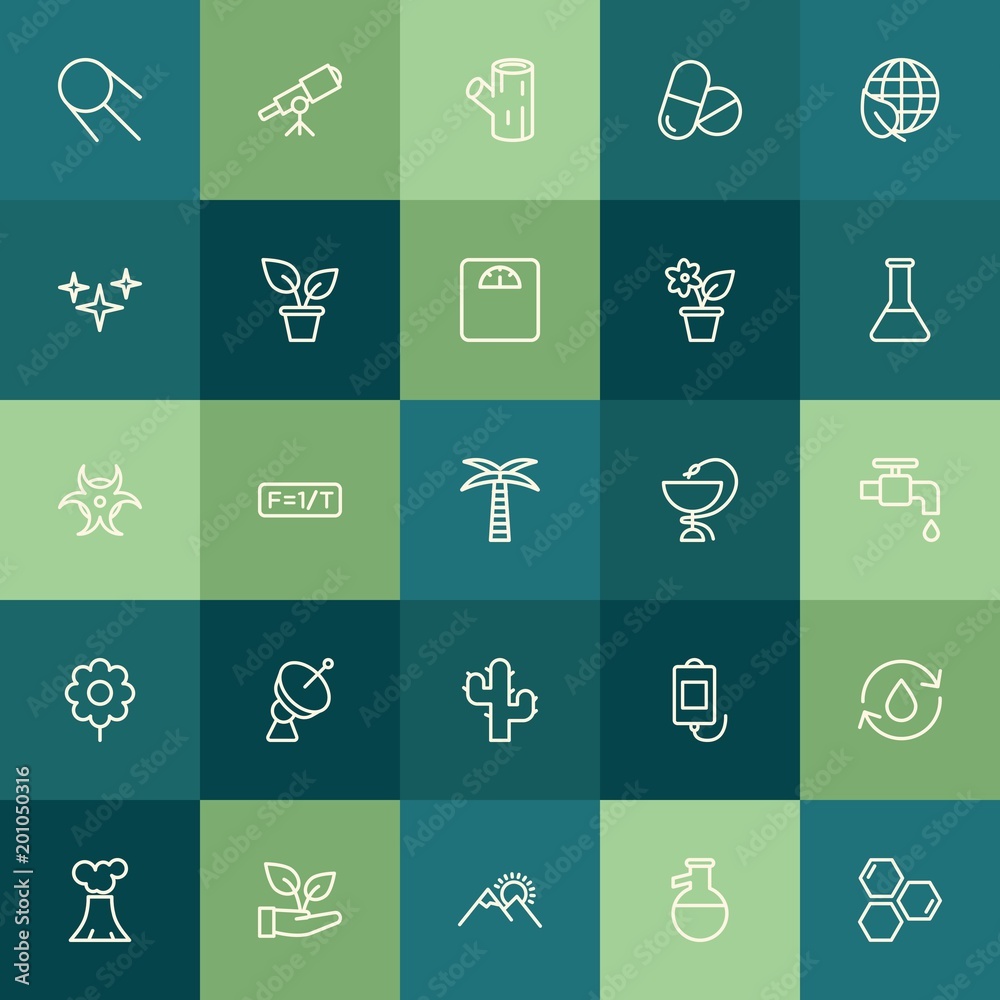 Modern Simple Set of health, science, nature Vector outline Icons. ..Contains such Icons as  health,  molecule, wood, formula,  background and more on green background. Fully Editable. Pixel Perfect.
