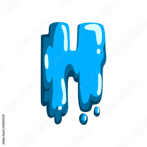 H letter of sweet fruit jelly, glossy, edible liquid font vector Illustration on a white background