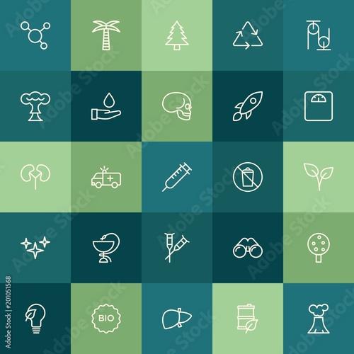 Modern Simple Set of health, science, nature Vector outline Icons. ..Contains such Icons as tree, volcano, symbol, icon, environment and more on green background. Fully Editable. Pixel Perfect.