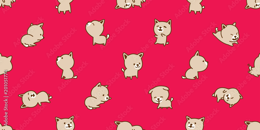 dog seamless pattern vector french bulldog pug dog isolated wallpaper background doodle cartoon red