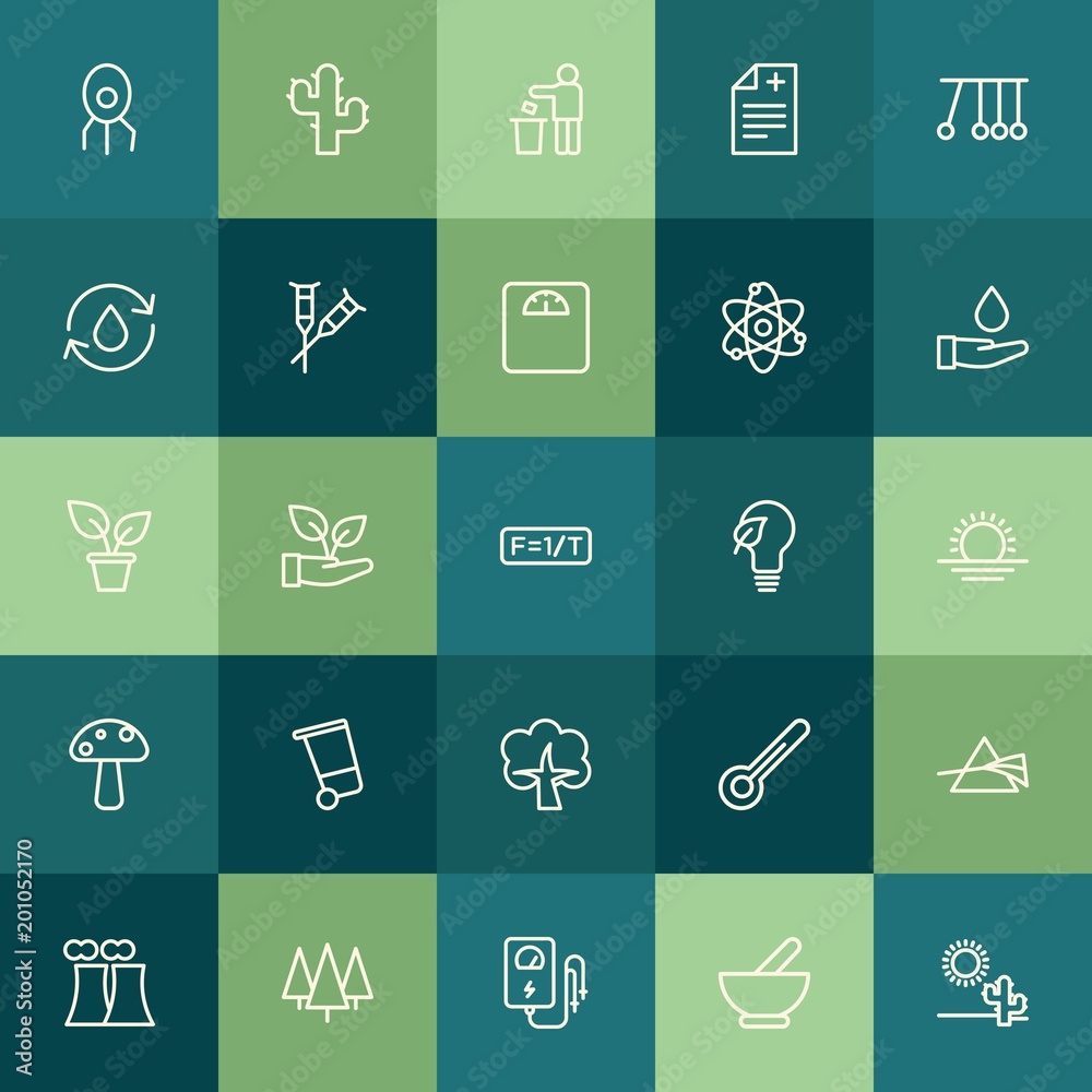 Modern Simple Set of health, science, nature Vector outline Icons. ..Contains such Icons as  dry,  environment,  colorful,  celsius, herbal and more on green background. Fully Editable. Pixel Perfect.