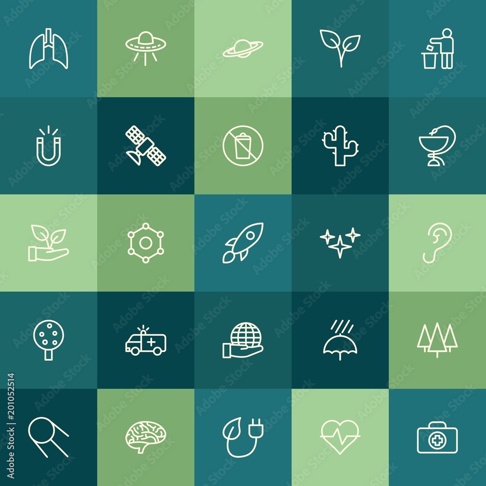 Modern Simple Set of health, science, nature Vector outline Icons. ..Contains such Icons as first, astronomy, space, water, medicine and more on green background. Fully Editable. Pixel Perfect. Modern Simple Set of health, science, nature Vector outline Icons. ..Contains such Icons as first, astronomy, space, water, medicine and more on green background. Fully Editable. Pixel Perfect.