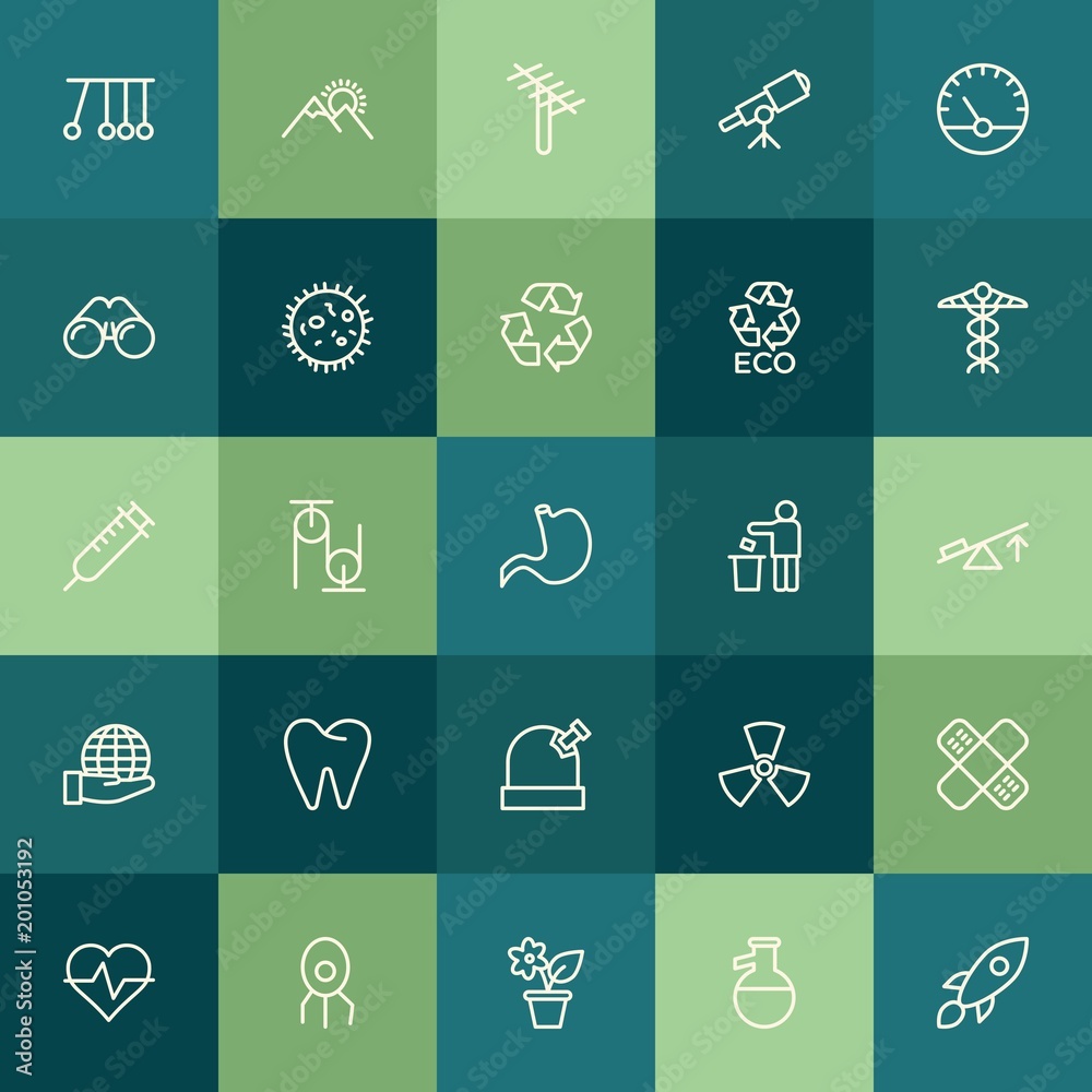 Modern Simple Set of health, science, nature Vector outline Icons. ..Contains such Icons as science, space, balance, rocket, medicine and more on green background. Fully Editable. Pixel Perfect. Modern Simple Set of health, science, nature Vector outline Icons. ..Contains such Icons as science, space, balance, rocket, medicine and more on green background. Fully Editable. Pixel Perfect.