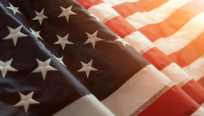 Close up of american flag with copy space