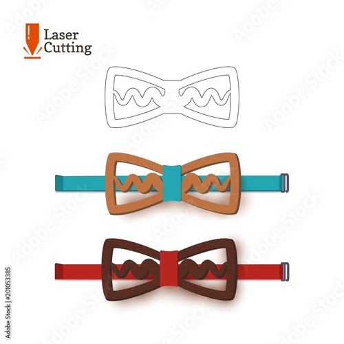 Laser cut bow-tie template. Vector silhouette for cutting a bow tie on a lathe made of wood, metal, plastic. The idea of design of a stylish accessory