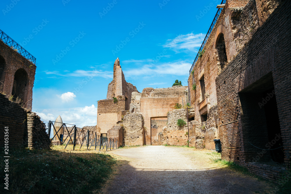 Palatine hill ancient ruins in Rome, Italy