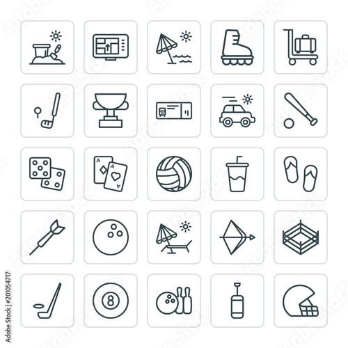 Modern Simple Set of sports, travel Vector outline Icons. ..Contains such Icons as  snooker,  sexy,  hockey,  pool,  beach, umbrella,  sport and more on white background. Fully Editable. Pixel Perfect