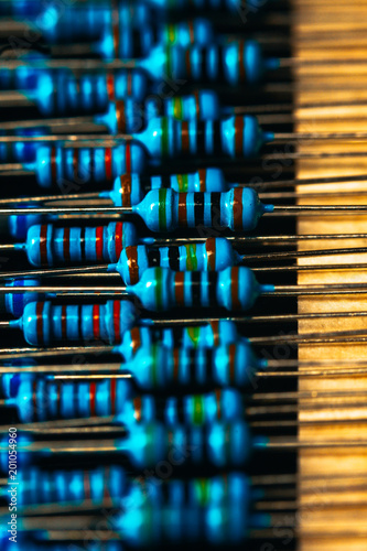 many new resistors stay together in close-ups