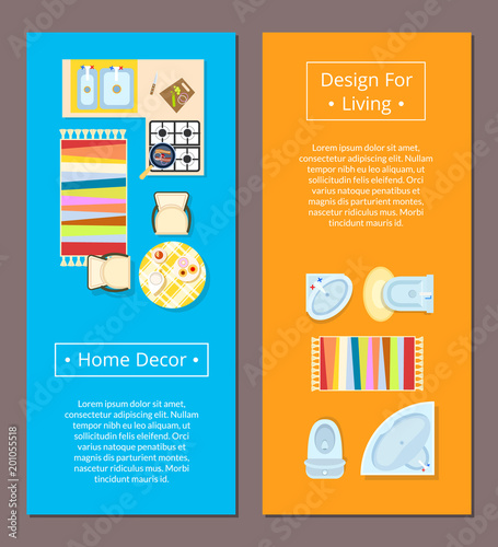 Home Decor Design for Living Vector Illustration