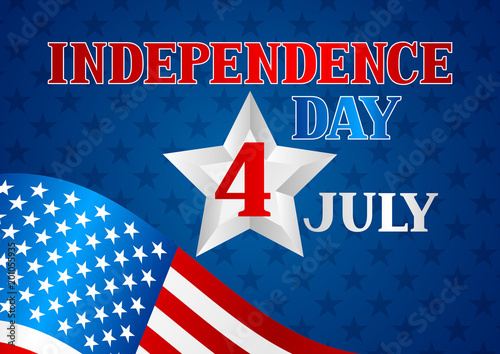 Fourth of July Independence Day greeting card. American patriotic illustration