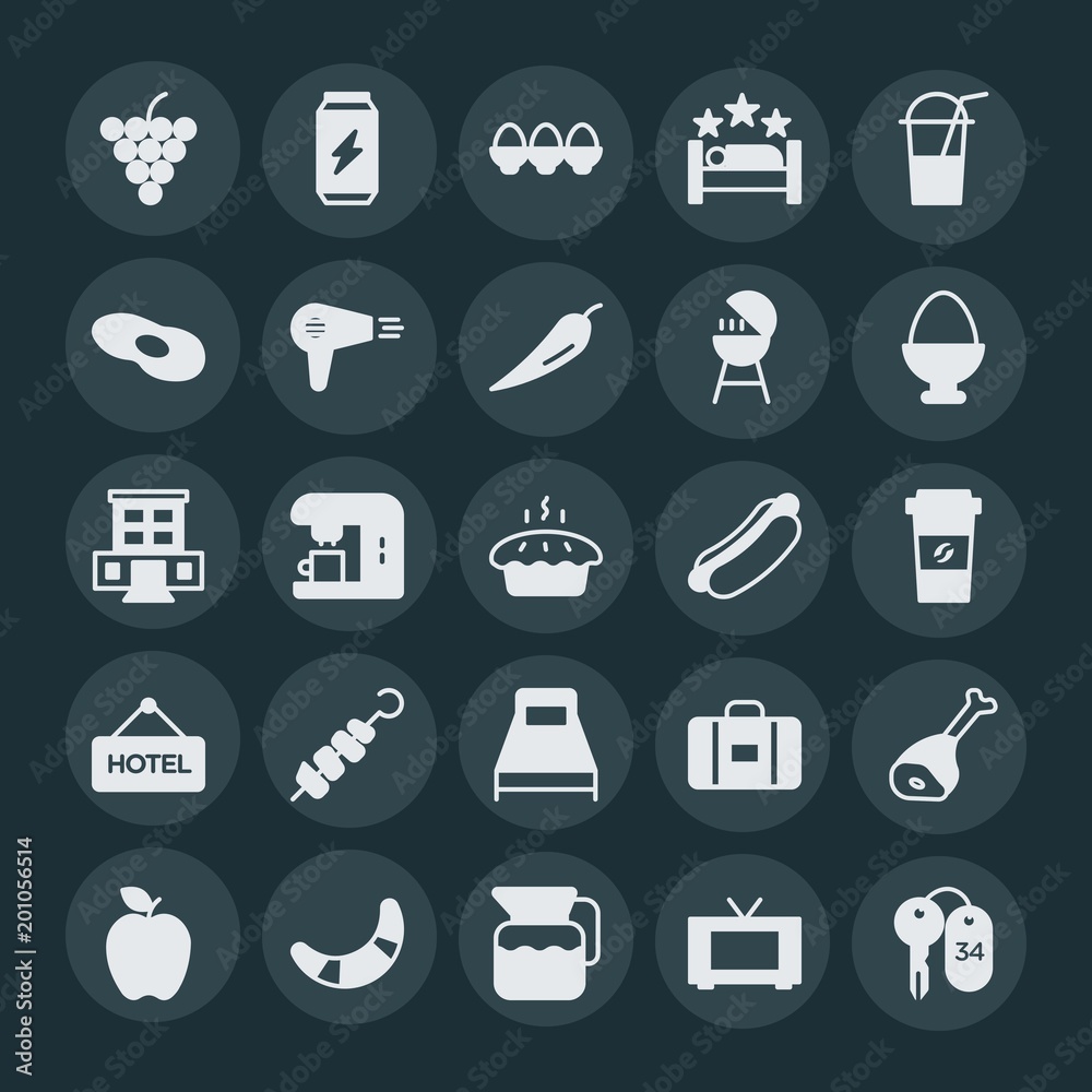 Modern Simple Set of food, hotel, drinks Vector fill Icons. ..Contains such Icons as green, fresh, tv, coffee, plastic, meat, energy and more on dark background. Fully Editable. Pixel Perfect. Modern Simple Set of food, hotel, drinks Vector fill Icons. ..Contains such Icons as green, fresh, tv, coffee, plastic, meat, energy and more on dark background. Fully Editable. Pixel Perfect.