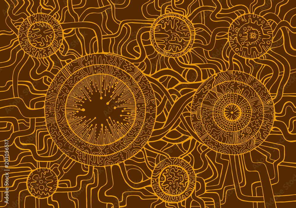 Colored vintage background, steampunk doodle style