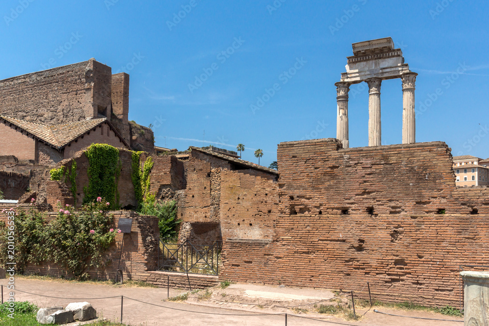 Ruins of Roman Forum and Capitoline Hill in city of Rome, Italy