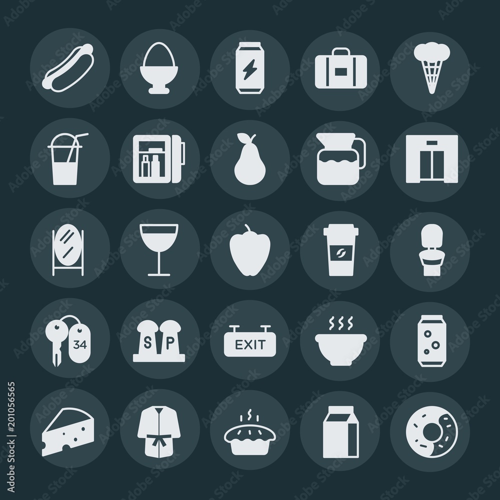Modern Simple Set of food, hotel, drinks Vector fill Icons. ..Contains such Icons as bath, bread, robe, cold, food, can, suitcase and more on dark background. Fully Editable. Pixel Perfect. Modern Simple Set of food, hotel, drinks Vector fill Icons. ..Contains such Icons as bath, bread, robe, cold, food, can, suitcase and more on dark background. Fully Editable. Pixel Perfect.