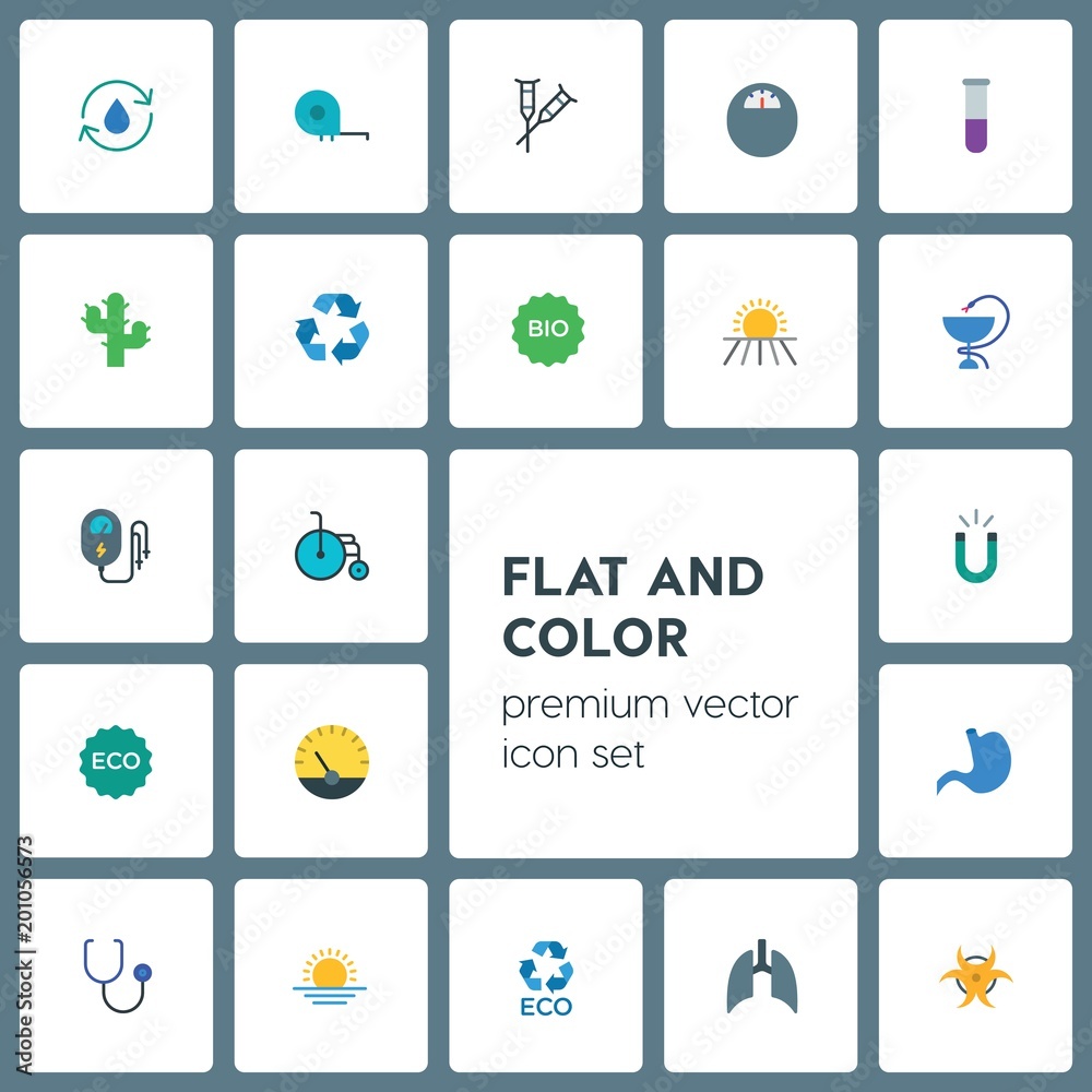 Modern Simple Set of health, science, nature Vector flat Icons. ..Contains such Icons as ecology,  stethoscope,  eco,  girl, doctor, weight and more on grey background. Fully Editable. Pixel Perfect
