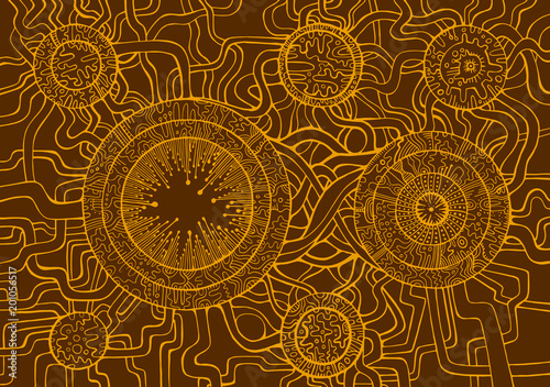 Colored vintage background, steampunk doodle style