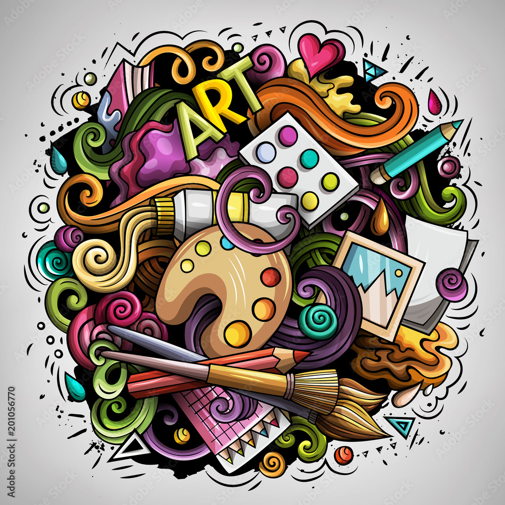 Cartoon vector doodles Art and Design illustration Stock Vector | Adobe ...