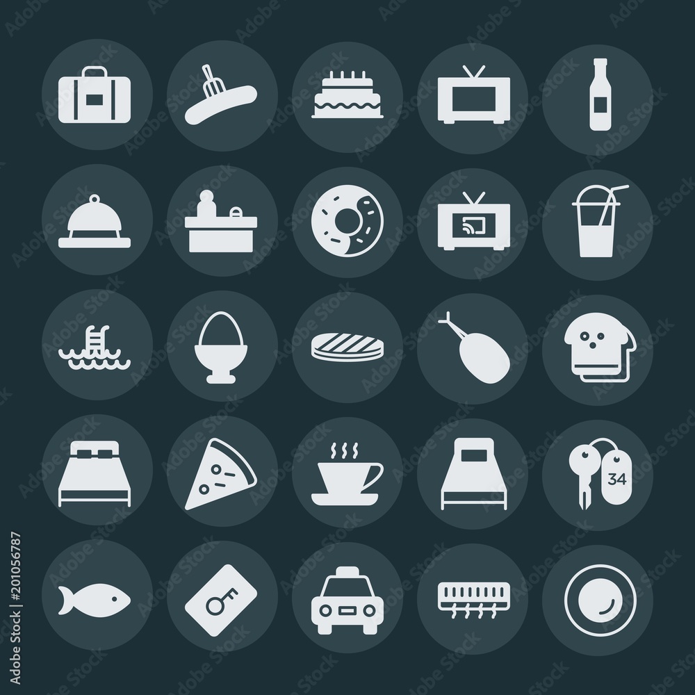 Modern Simple Set of food, hotel, drinks Vector fill Icons. ..Contains such Icons as food, key, temperature, car, white, suitcase, city and more on dark background. Fully Editable. Pixel Perfect. Modern Simple Set of food, hotel, drinks Vector fill Icons. ..Contains such Icons as food, key, temperature, car, white, suitcase, city and more on dark background. Fully Editable. Pixel Perfect.