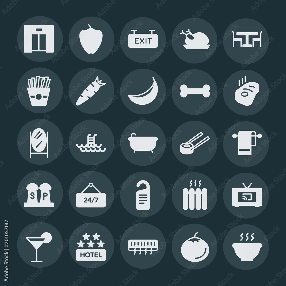 Modern Simple Set of food, hotel, drinks Vector fill Icons. ..Contains such Icons as hot, food, drink, movie, television, luxury, air and more on dark background. Fully Editable. Pixel Perfect. Modern Simple Set of food, hotel, drinks Vector fill Icons. ..Contains such Icons as hot, food, drink, movie, television, luxury, air and more on dark background. Fully Editable. Pixel Perfect.