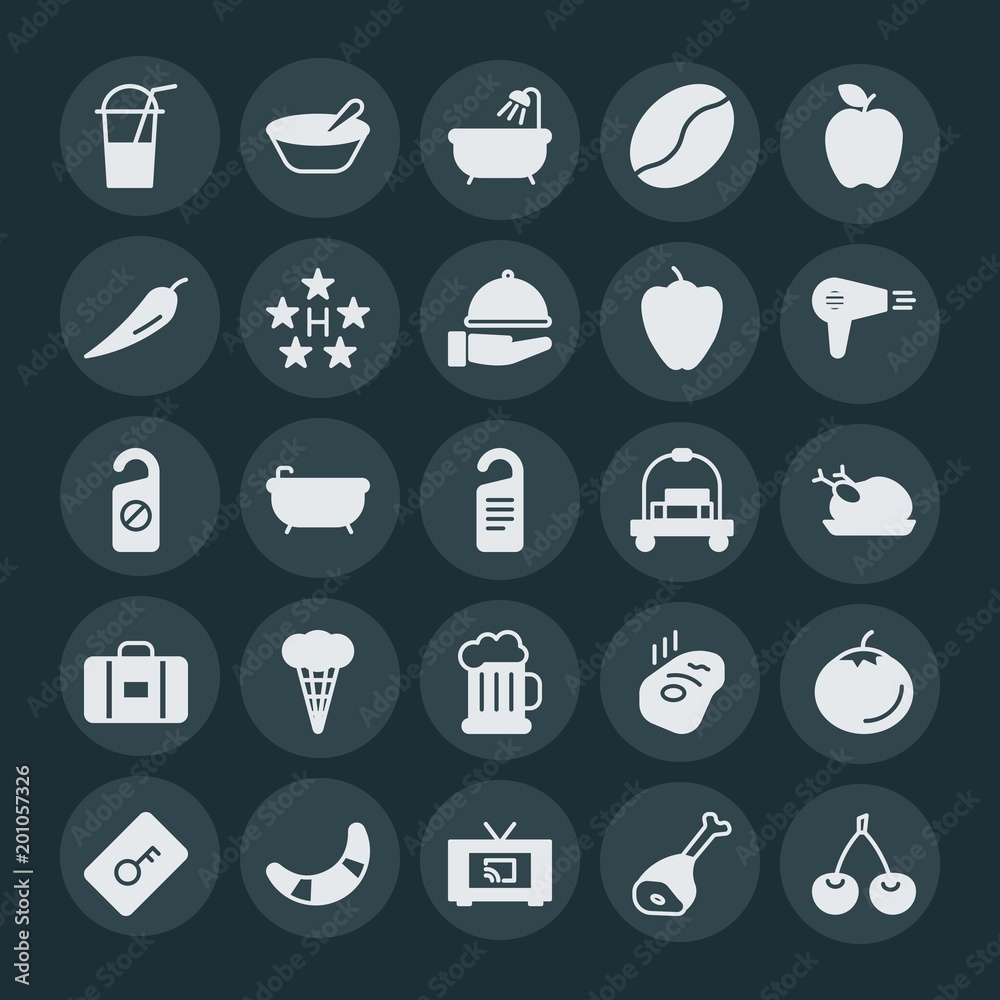 Modern Simple Set of food, hotel, drinks Vector fill Icons. ..Contains such Icons as lock, croissant, vegetable, red, delicious, nature and more on dark background. Fully Editable. Pixel Perfect. Modern Simple Set of food, hotel, drinks Vector fill Icons. ..Contains such Icons as lock, croissant, vegetable, red, delicious, nature and more on dark background. Fully Editable. Pixel Perfect.