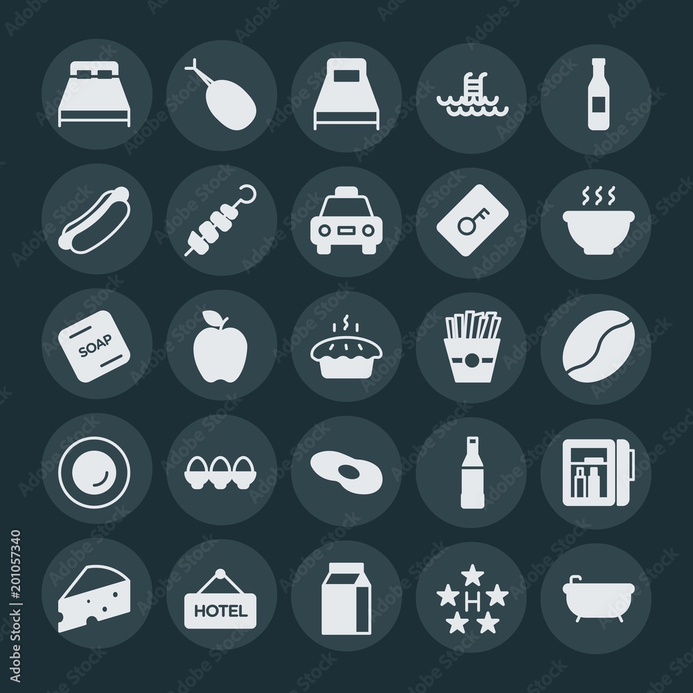 Modern Simple Set of food, hotel, drinks Vector fill Icons. ..Contains such Icons as fried, bed, refrigerator, leaf, piece, sign, bath and more on dark background. Fully Editable. Pixel Perfect. Modern Simple Set of food, hotel, drinks Vector fill Icons. ..Contains such Icons as fried, bed, refrigerator, leaf, piece, sign, bath and more on dark background. Fully Editable. Pixel Perfect.