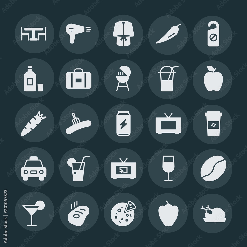 Modern Simple Set of food, hotel, drinks Vector fill Icons. ..Contains such Icons as pepper, clean, food, sweet, modern, red, cheese and more on dark background. Fully Editable. Pixel Perfect. Modern Simple Set of food, hotel, drinks Vector fill Icons. ..Contains such Icons as pepper, clean, food, sweet, modern, red, cheese and more on dark background. Fully Editable. Pixel Perfect.