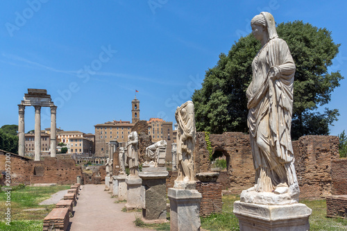 Amazing view of Temple of Vesta at Roman Forum in city of Rome, Italy photo