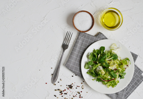 Bistro Salad Cabbage Arugula Oil Pepper Tomato Vegetables  Preparation Lifestyle Healthy Spring Food Vegetarian Diet 