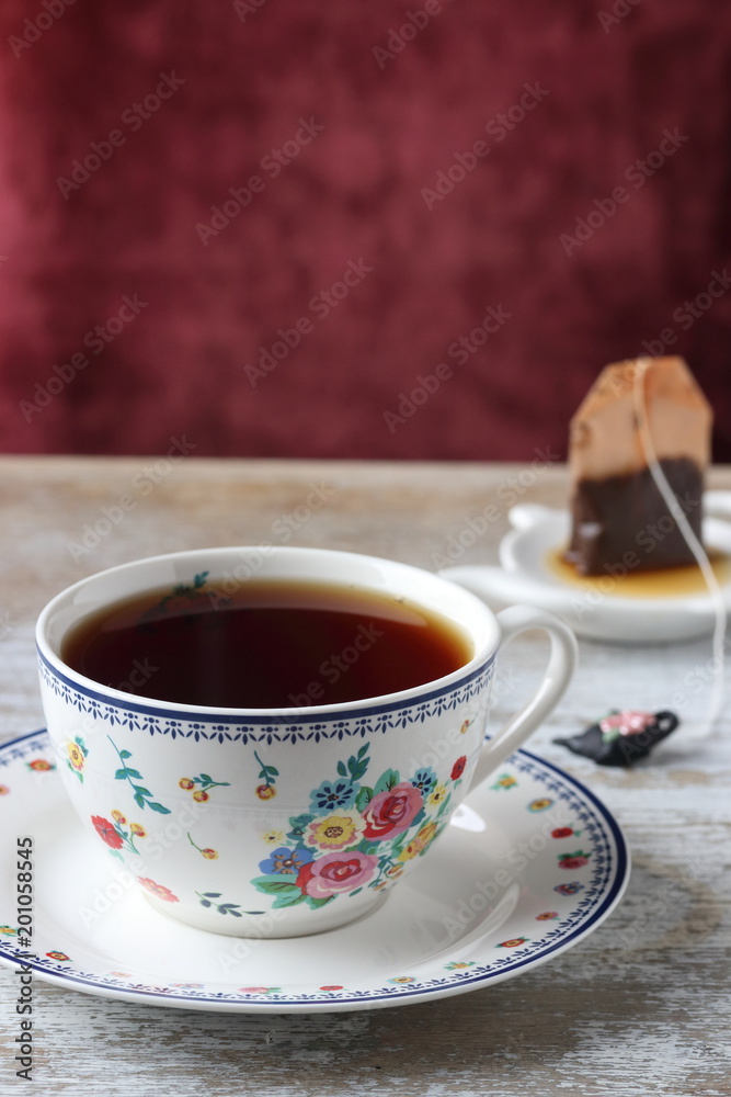 A cup of tea and tea bag A cup of tea and tea bag