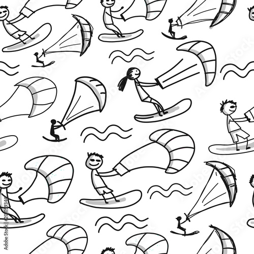 Kiteboarding, seamless pattern for your design