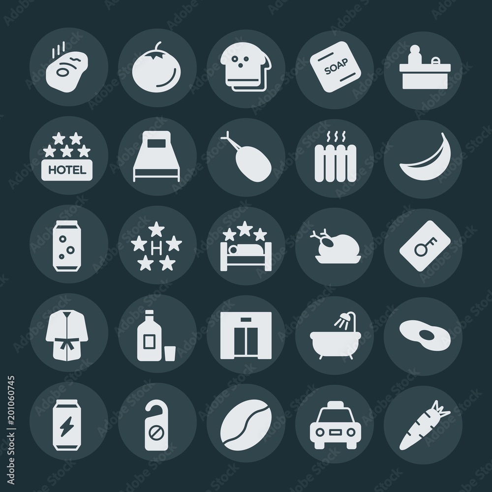 Modern Simple Set of food, hotel, drinks Vector fill Icons. ..Contains such Icons as carrot, water, healthy, bean, hotel, food, beef and more on dark background. Fully Editable. Pixel Perfect. Modern Simple Set of food, hotel, drinks Vector fill Icons. ..Contains such Icons as carrot, water, healthy, bean, hotel, food, beef and more on dark background. Fully Editable. Pixel Perfect.