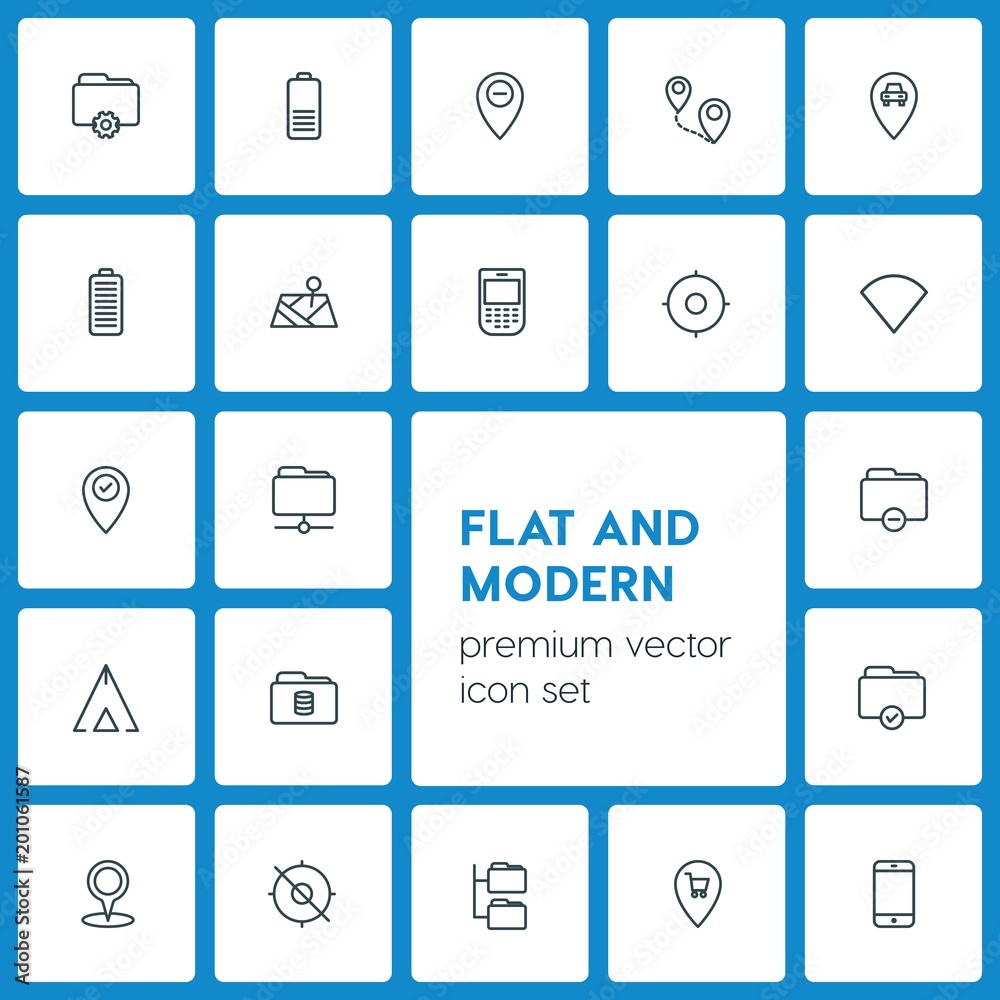 Modern Simple Set of location, folder, mobile Vector outline Icons. ..Contains such Icons as technology, data, design, direction, map and more on dark background. Fully Editable. Pixel Perfect Modern Simple Set of location, folder, mobile Vector outline Icons. ..Contains such Icons as technology, data, design, direction, map and more on dark background. Fully Editable. Pixel Perfect