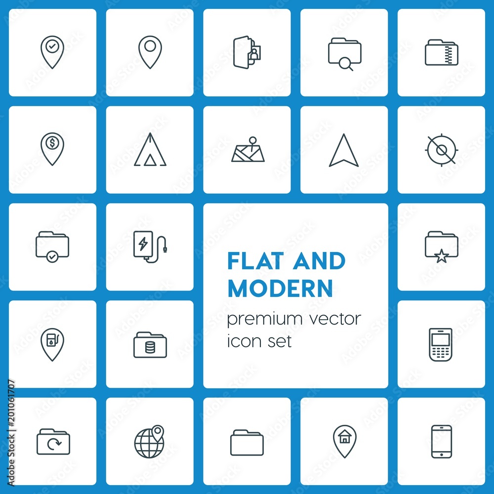 Modern Simple Set of location, folder, mobile Vector outline Icons. ..Contains such Icons as data, symbol, pin, location, gps, bank and more on dark background. Fully Editable. Pixel Perfect Modern Simple Set of location, folder, mobile Vector outline Icons. ..Contains such Icons as data, symbol, pin, location, gps, bank and more on dark background. Fully Editable. Pixel Perfect