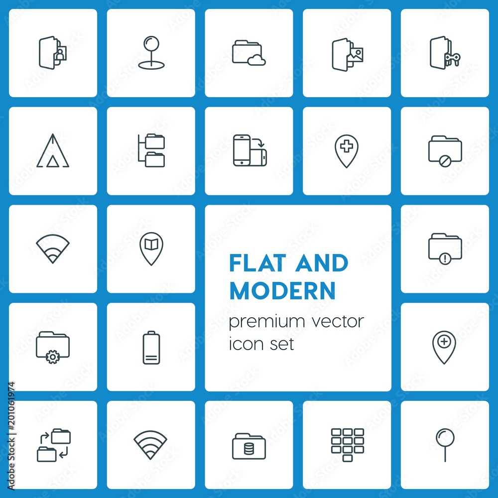 Modern Simple Set of location, folder, mobile Vector outline Icons. ..Contains such Icons as data, energy, phone, paper, pin, game, data and more on dark background. Fully Editable. Pixel Perfect Modern Simple Set of location, folder, mobile Vector outline Icons. ..Contains such Icons as data, energy, phone, paper, pin, game, data and more on dark background. Fully Editable. Pixel Perfect