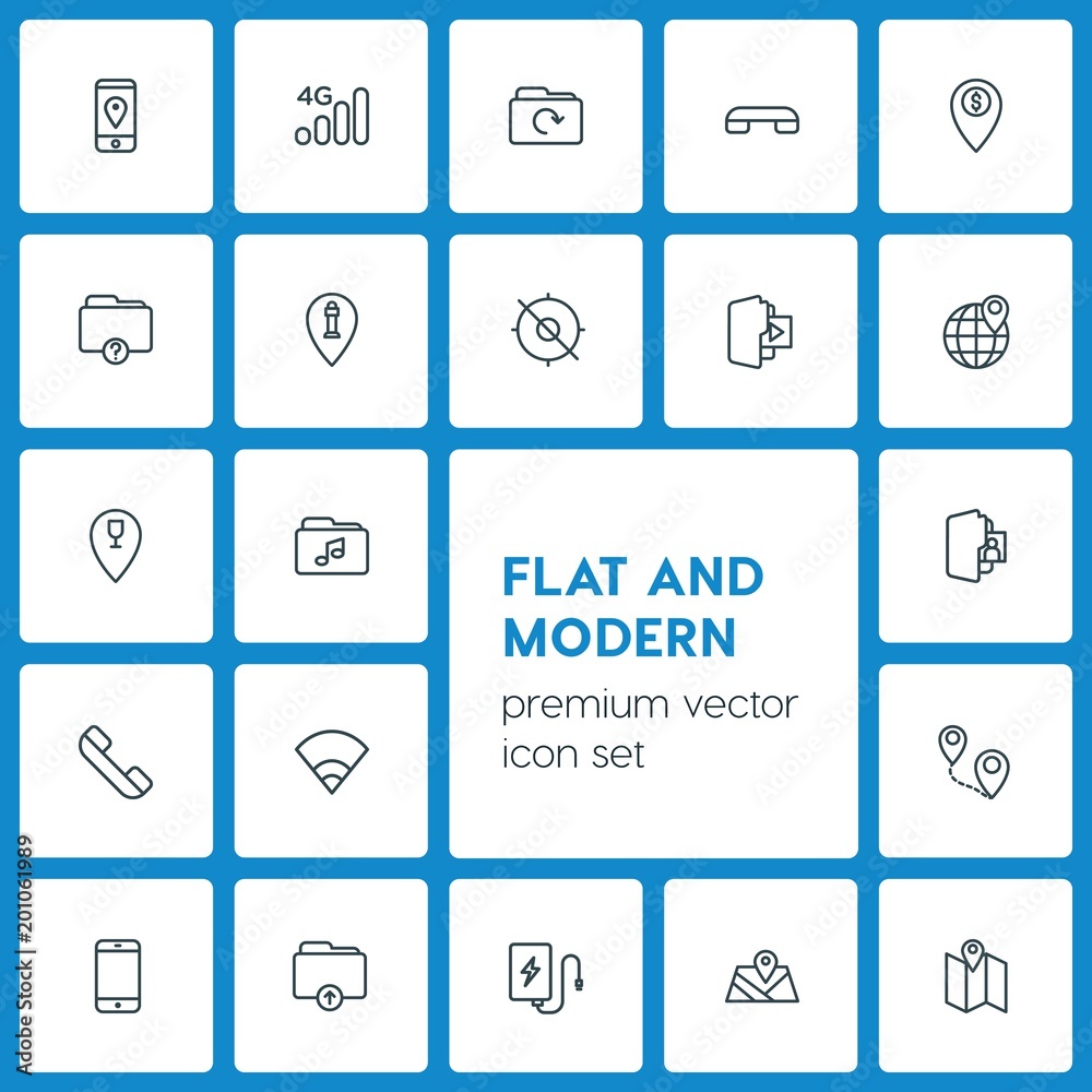 Modern Simple Set of location, folder, mobile Vector outline Icons. ..Contains such Icons as technology, telephone, route, icon, folder and more on dark background. Fully Editable. Pixel Perfect Modern Simple Set of location, folder, mobile Vector outline Icons. ..Contains such Icons as technology, telephone, route, icon, folder and more on dark background. Fully Editable. Pixel Perfect
