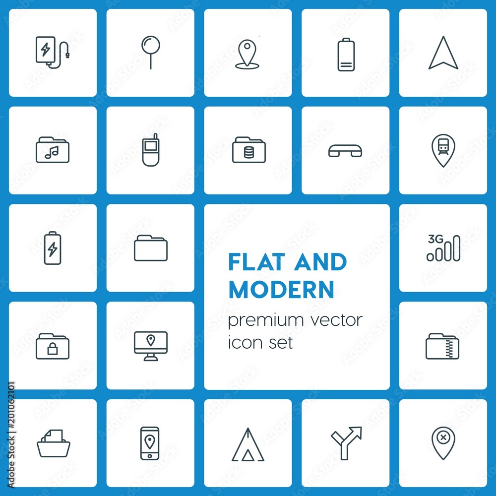 Modern Simple Set of location, folder, mobile Vector outline Icons. ..Contains such Icons as music, battery, business, way, web, vector and more on dark background. Fully Editable. Pixel Perfect Modern Simple Set of location, folder, mobile Vector outline Icons. ..Contains such Icons as music, battery, business, way, web, vector and more on dark background. Fully Editable. Pixel Perfect