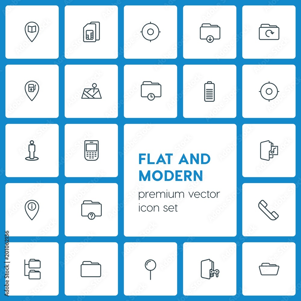 Modern Simple Set of location, folder, mobile Vector outline Icons. ..Contains such Icons as card, icon, travel, pin, update, download and more on dark background. Fully Editable. Pixel Perfect Modern Simple Set of location, folder, mobile Vector outline Icons. ..Contains such Icons as card, icon, travel, pin, update, download and more on dark background. Fully Editable. Pixel Perfect