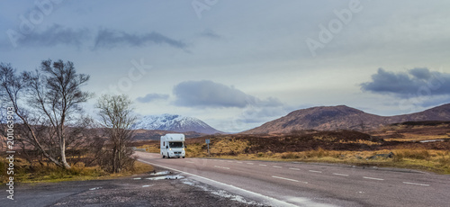 RV Camper In Scottish Highlands