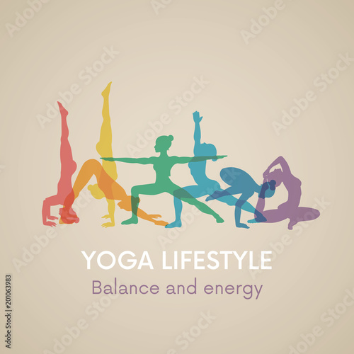 Women silhouettes. Yoga poses.