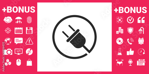 Plug in round icon