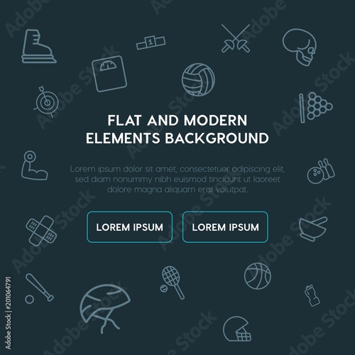 health, sports outline vector icons and elements background concept on dark background...Multipurpose use on websites, presentations, brochures and more..