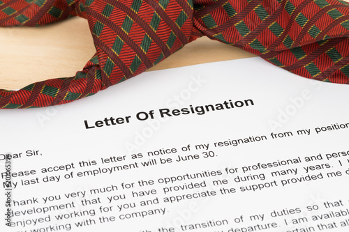 Resignation letter resign with necktie